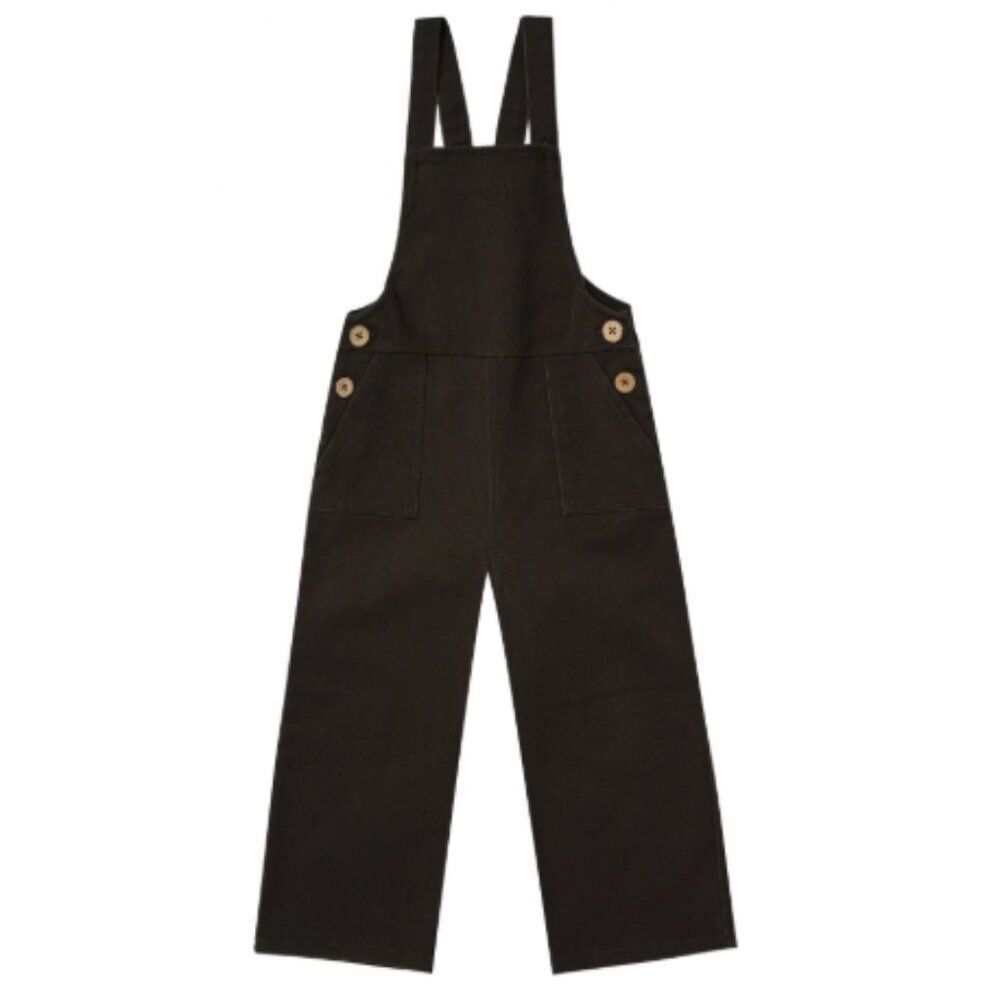 NWT Rylee + Cru Girls Vintage Black Wide Leg Overall Jumpsuit Size 12-14Y